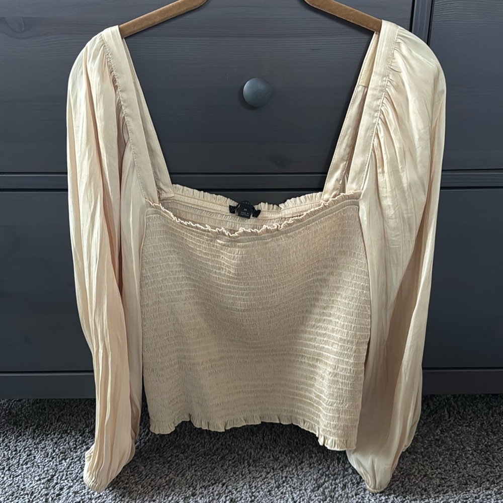 J Crew Square Neck Smocked Featherweight Satin Crop Top Style BD635